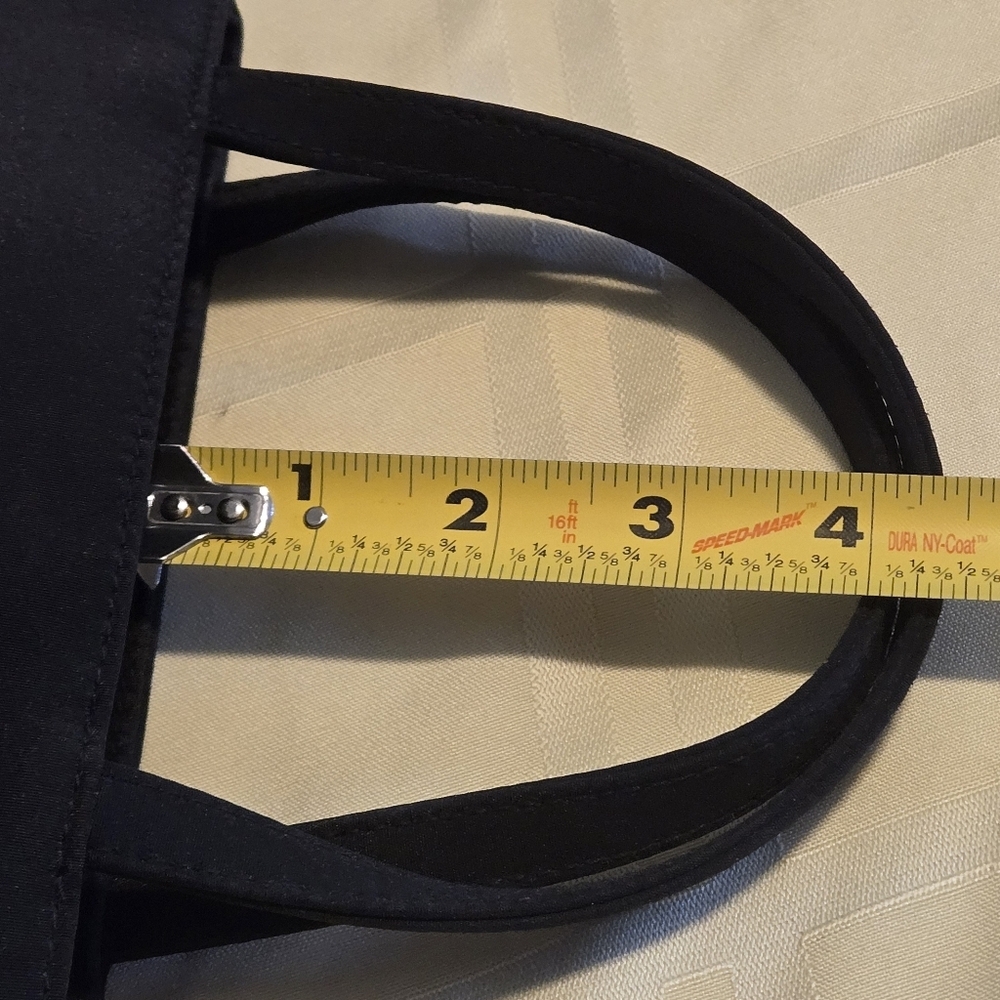 Elegant Black Floral Embroidered Handbag Satin Finish Small Purse Unbranded - Picture 7 of 8